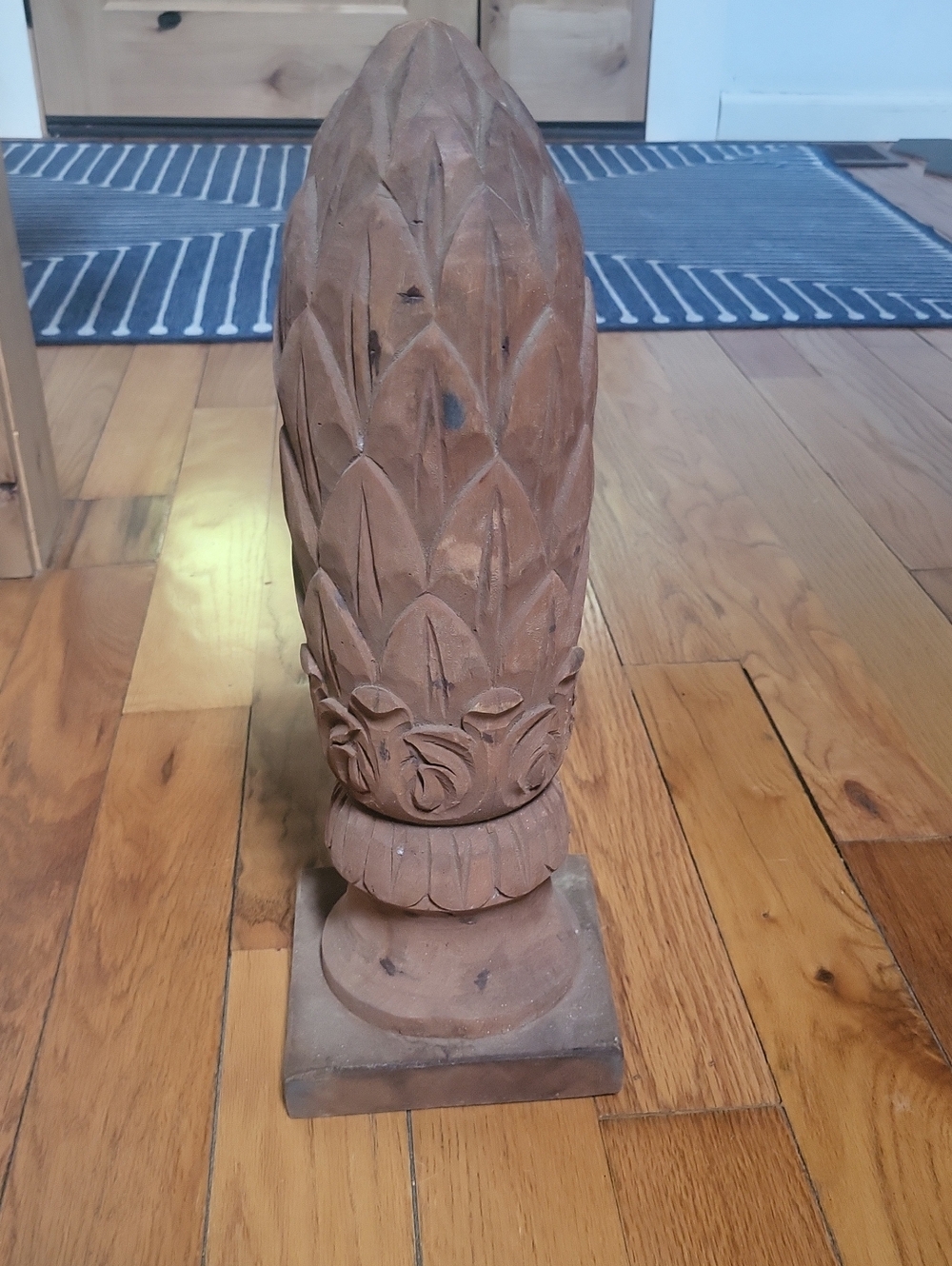 Wood Carved Decorative Finial - Brown Home Art Accent